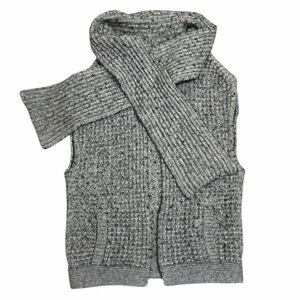THEORY Wool & Cashmere Blend Open Front Sweater Vest with Attached Scarf